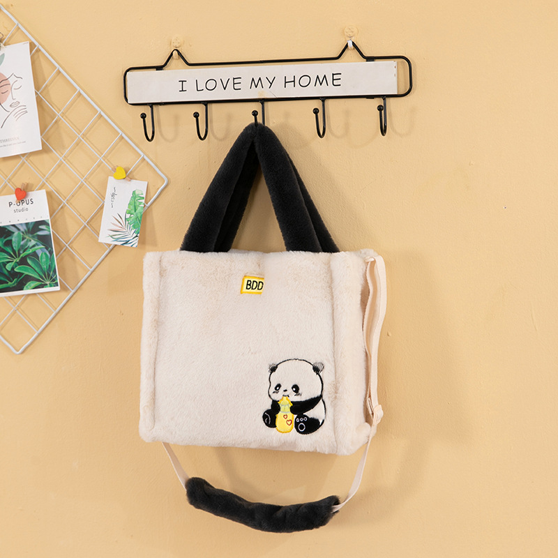 New Cartoon Plush Bag Cute Panda Dual-Use Tote Bag Shoulder Strap Crossbody Bag women bag