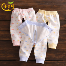 新生儿加绒保暖裤0-12个月婴儿可调节腰围护肚裤宝宝开裆裤