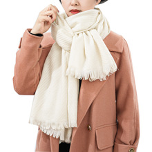 冬季新款仿羊绒女士围巾外贸尾单短须时尚 围脖外出搭配保暖