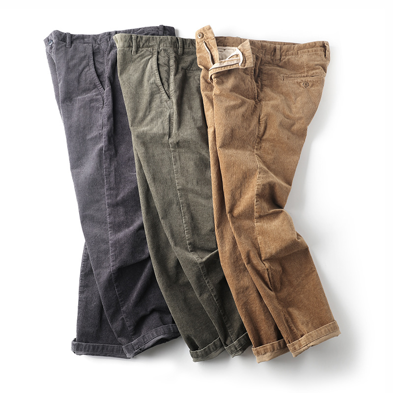 JOHNNY CHRIS 386秋冬重磅厚款保暖男士修身直筒灯芯绒休闲裤纯棉