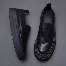厂家直供2023新款男鞋真皮乐福鞋潮流韩版一脚蹬透气休闲鞋皮鞋