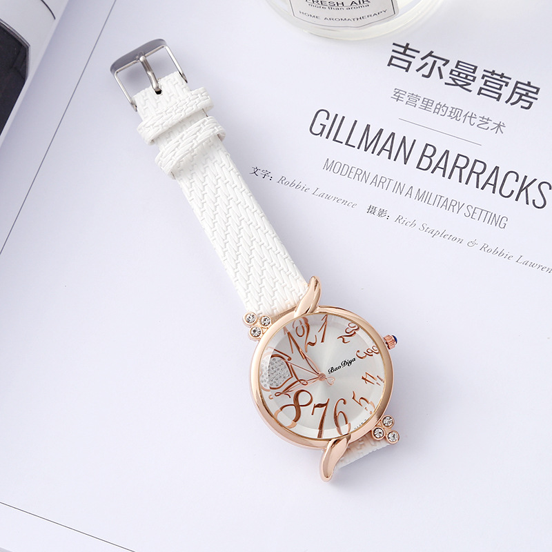 New Fashion Women's Quartz Watch Creative Art Quartz Watch All-Match Heart Shape with Diamond Couple Gift Watch