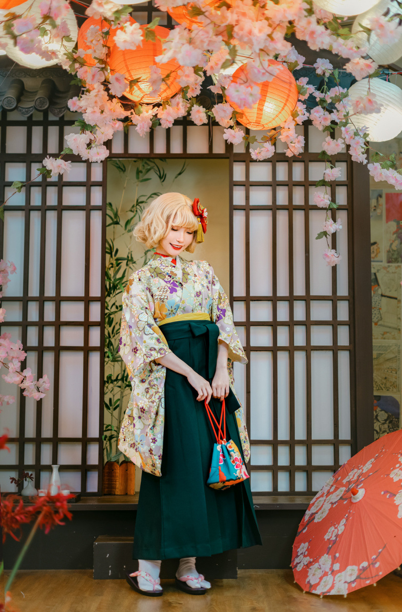 日本和服女传统大正风二尺袖袴套装和风传统毕业季礼服和装正装