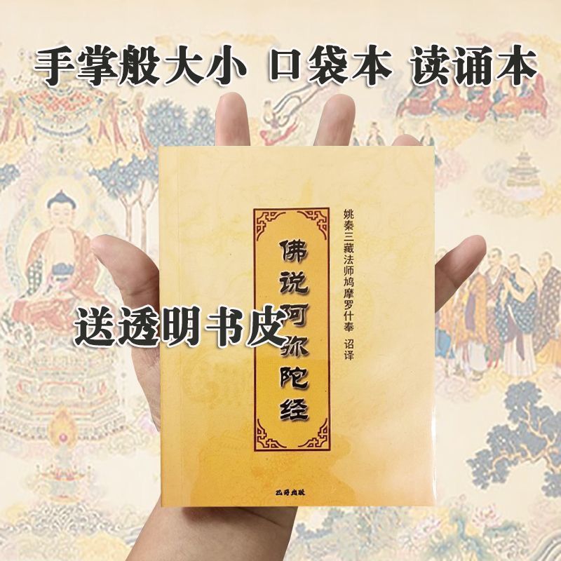 佛说阿弥陀经 简装64开口袋版 大字拼音版带皮套现货速发弘化