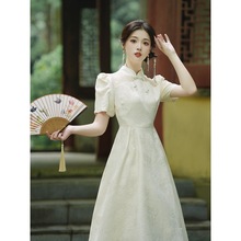 新中式国风盘扣改良旗袍连衣裙子夏季年轻款少女气质收腰长裙日常