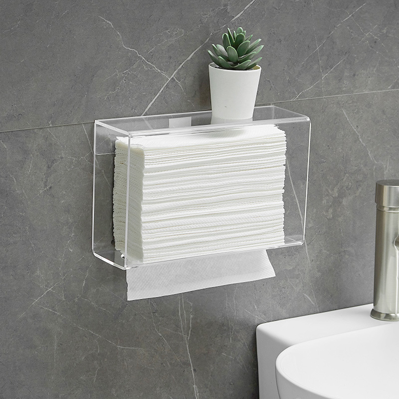 卫生间擦手纸盒挂壁式浴室抹手收纳盒免打孔厨房透明纸巾盒壁挂式