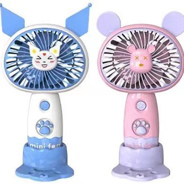 2024 Cartoon Handheld Desktop Multifunctional Mobile Phone Bracket Fan Usb Charging Adorable Animal Ear Fan