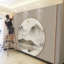 新中式山水电视机背景墙壁纸影视墙布客厅沙发壁画新款