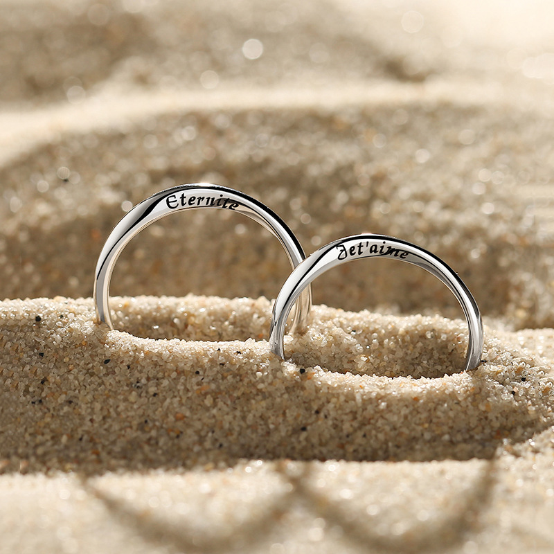 2022新款莫比乌斯情侣戒指小众设计法语我爱你男女异地恋开口对戒