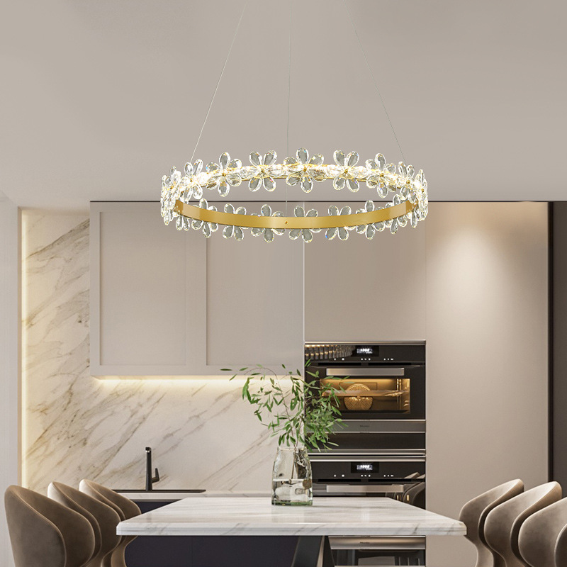 Light Luxury Crystal Living Room Chandelier Post-Modern Minimalist Designer Garland Petals Dining-Room Lamp Cozy Bedroom Lamps