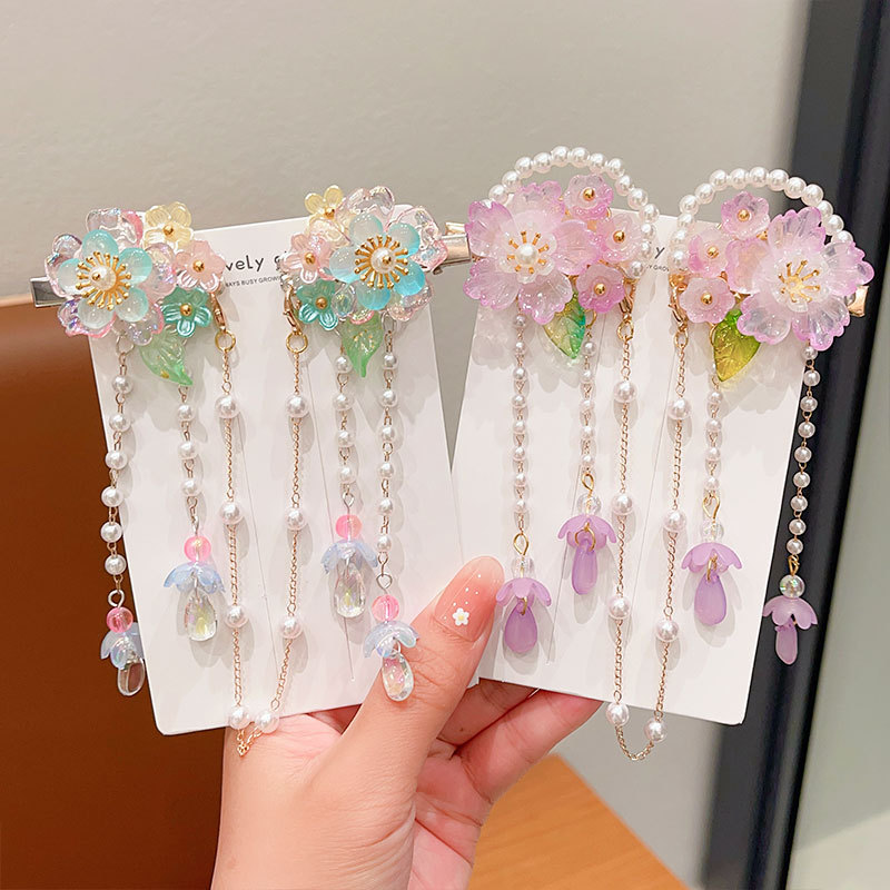 Ancient Style Children's Forehead Chain Hairpin Super Fairy Flower Tassel Hair Accessories Chinese Style Little Girl High Sense Hanfu Headdress