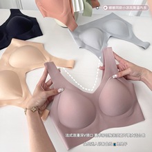 日本空气层内衣运动女高强度大胸显小防下垂夏季美背法式文胸罩
