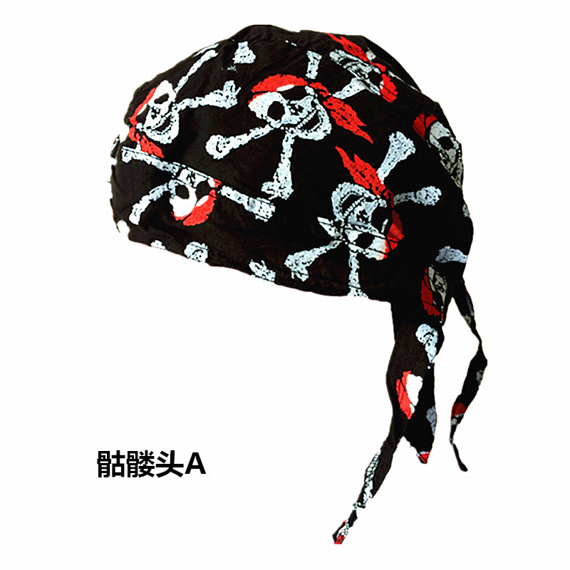 海盗帽 头巾男 户外骷髅头长尾帽表演 女夏 薄 星星字母火焰