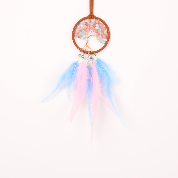 Tree of Life Crystal Dreamcatcher Car Rearview Mirror Hangings Car Accessories Pendant Car Feather Handicraft