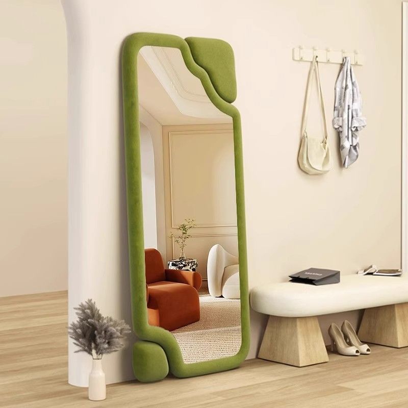 2 @ online celebrity mirror full-length mirror special-shaped mirror bedroom floor mirror irregular dressing mirror ins style home fitting