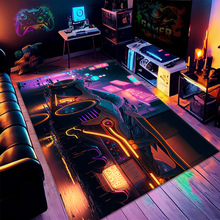 2024跨境3D视觉客厅装饰地毯电竞房游戏厅满铺地毯卧室卡通地毯