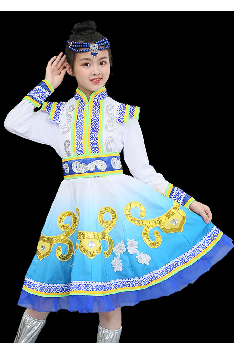 少数民族女服装少儿蒙古女男孩儿童蒙古族服饰演出服舞蹈草原表演