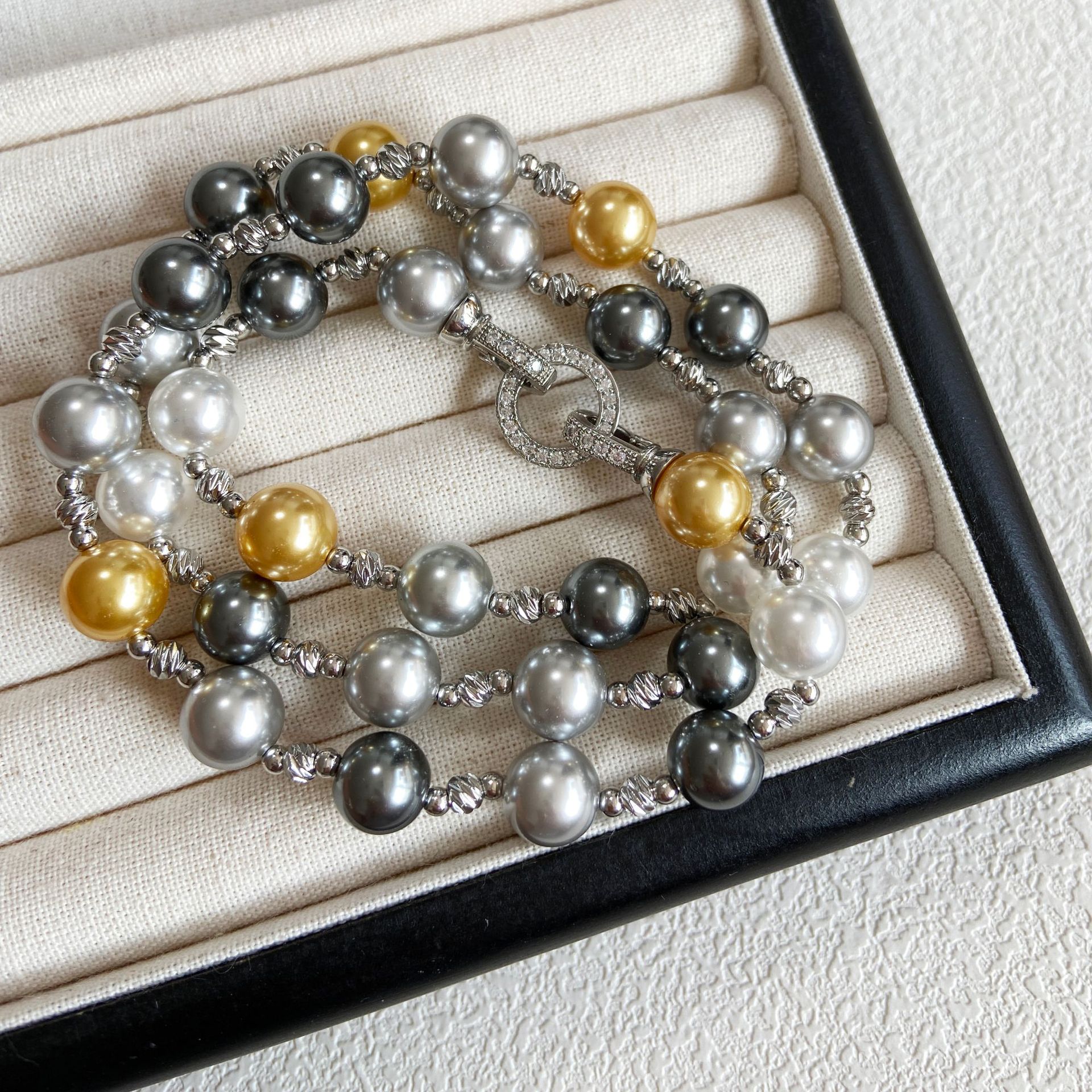 法式糖果混彩施家南阳金大溪地真多麻珍珠项链一款多戴锁骨链