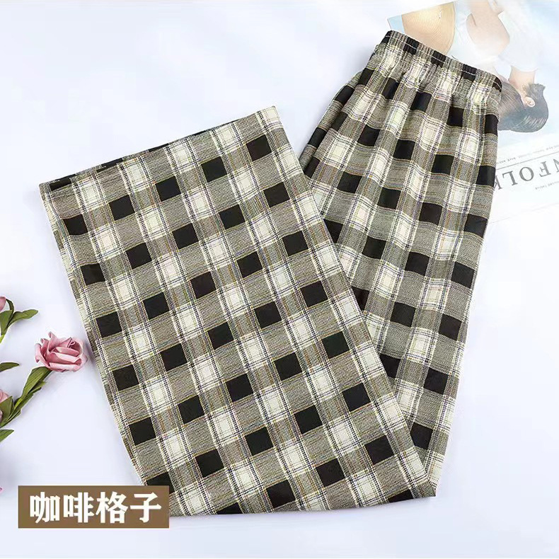 Popular Spring and Summer Thin Plaid Pants Women's 2023 New Korean Style Loose Slimming Wide-Leg Pants All-Matching Straight Casual Pants