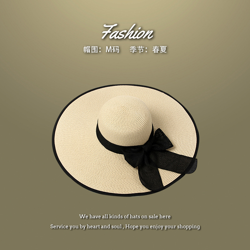 Straw Hat Female Summer Beach Hat New Sun Hat French Face Cover Sun Hat 2023 Sun Hat Seaside Photograph