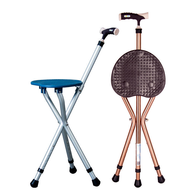 拐杖防滑头三脚老人拐杖折叠椅子拐杖带凳子拐棍便携可坐拐扙捌杖