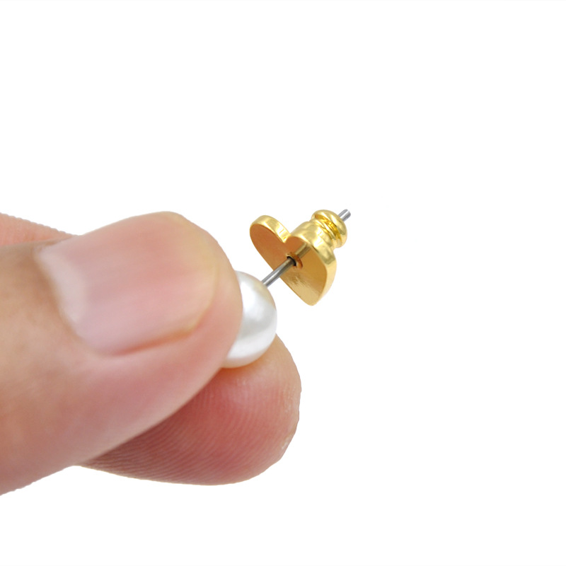 Pure Copper Plating 18K Gold Earplug Heart-Shaped Bullet Frisbee Earrings Back Plug European and American Earrings Back Plug Ornament Accessories