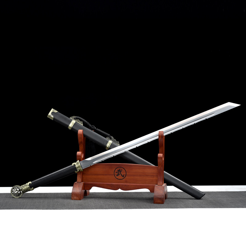 龙泉市刀剑复古摆设 高锰钢锻打开槽 实木鞘中长唐横刀陌刀未开刃