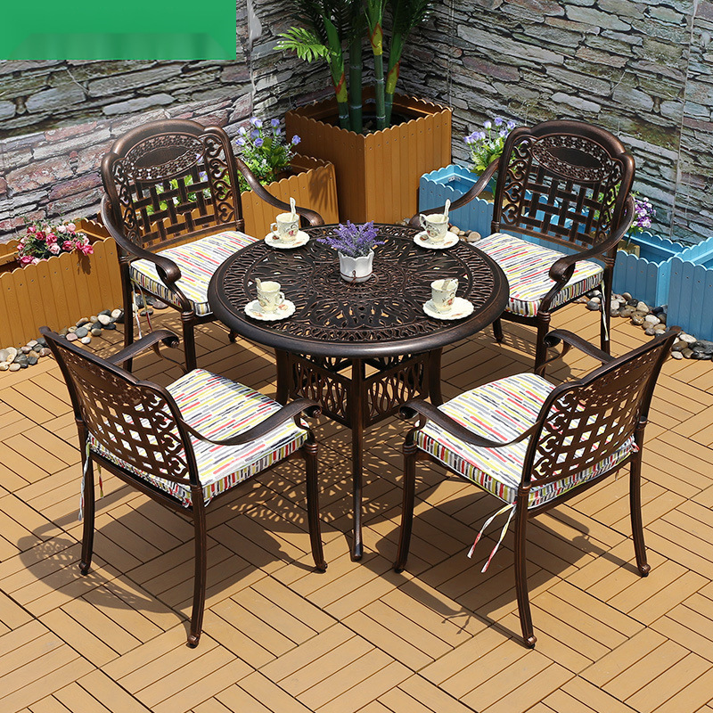 户外铸铝桌椅三五件套室外休闲露天阳台花园庭院防水铁艺桌椅组合