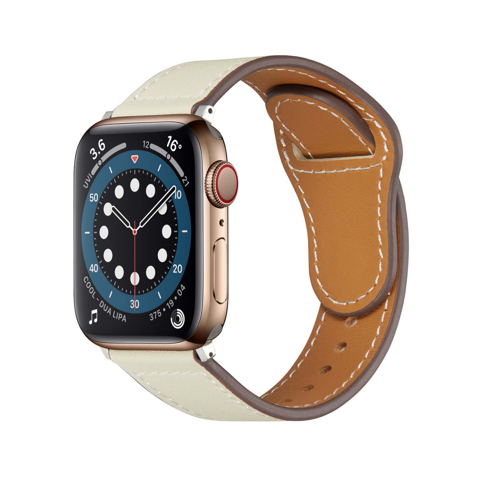 适用苹果 iwatch7代手表 钉子扣真皮小蛮腰皮质表带 手表皮质腕带