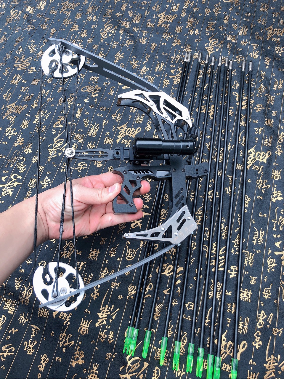 现货迷你猎鹰复合弓小型弓金属弓箭滑轮弓射箭器材非直拉反曲弓