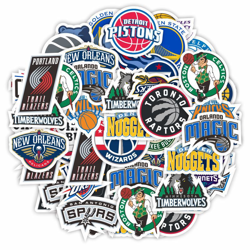 nba球队队标套装贴纸 个性外贸旅行箱拉杆箱贴纸 汽车涂鸦贴-阿里巴巴
