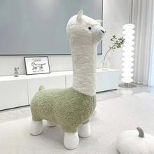 羊驼创意座椅客厅摆件动物轻奢凳子换鞋落地儿童沙发坐凳卡通礼物