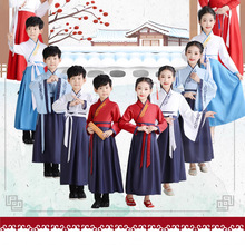 汉服儿童国学演出服女童中国风襦裙孔子中华孝道三字经开笔礼表演