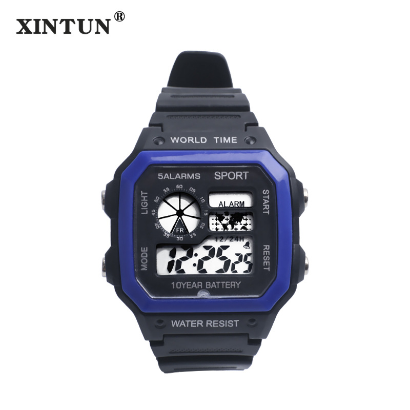 Youth Square Outdoor Sports Watch Male Student Multi-Function Trendy Electronic Watch Waterproof Luminous Alarm Clock Meter