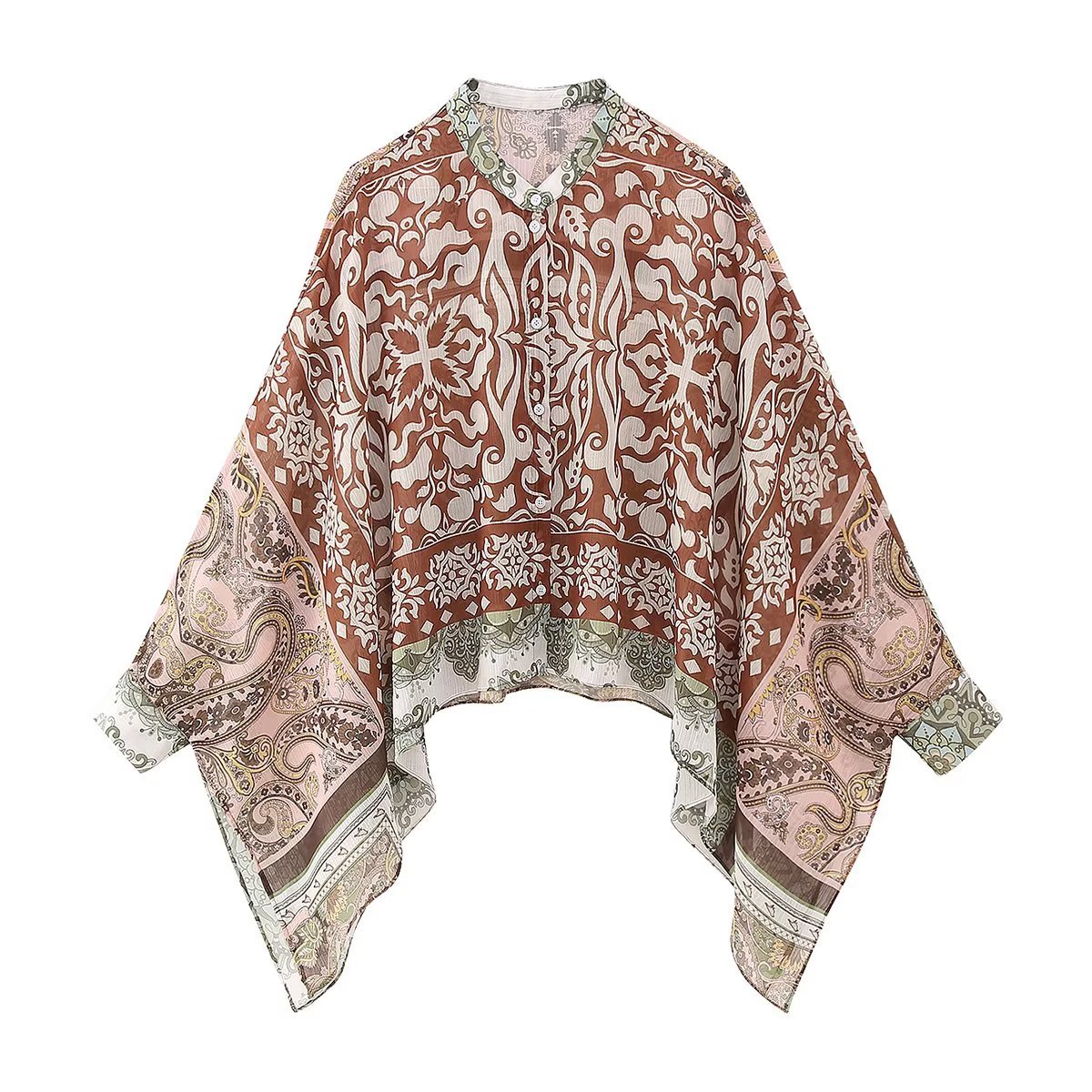 y2k欧美非洲外贸2023夏新款女装拼布斗篷式休闲上衣女