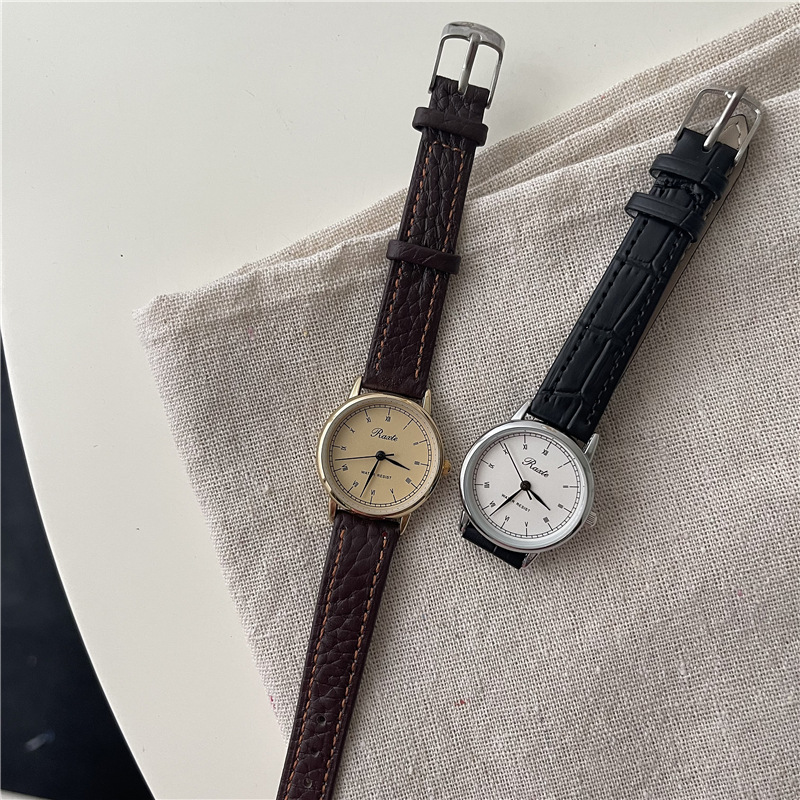 rate雷特经典复古圆形罗马刻度小巧表盘手表女学生韩版简约皮带表