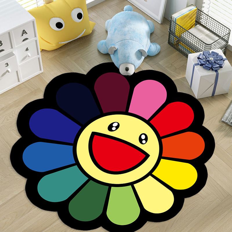 Cross-Border Machine Washable Ins Children's Cartoon round Carpet Bedroom Computer Chair Mat Tent Hanging Basket Floor Mat Crawling Blanket