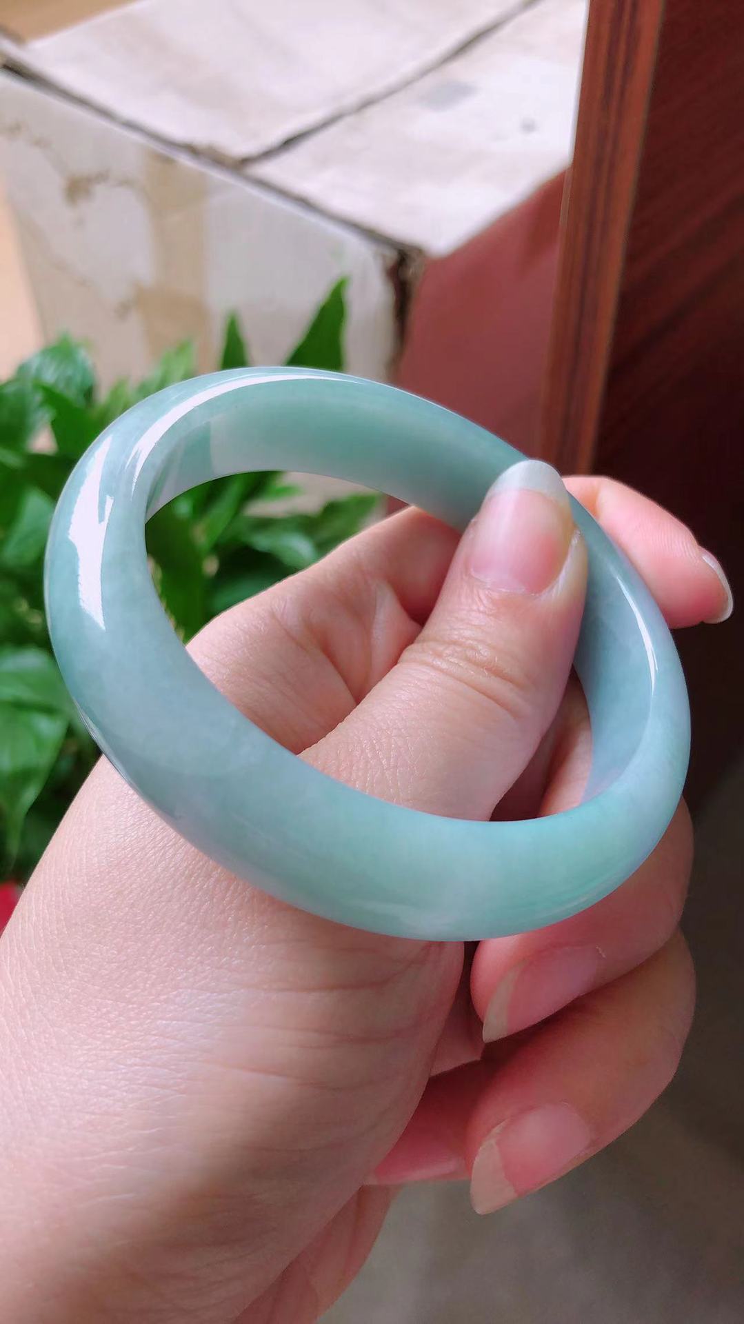 缅甸a货天然翡翠 58圈好种飘绿a货翡翠手镯 2031900151