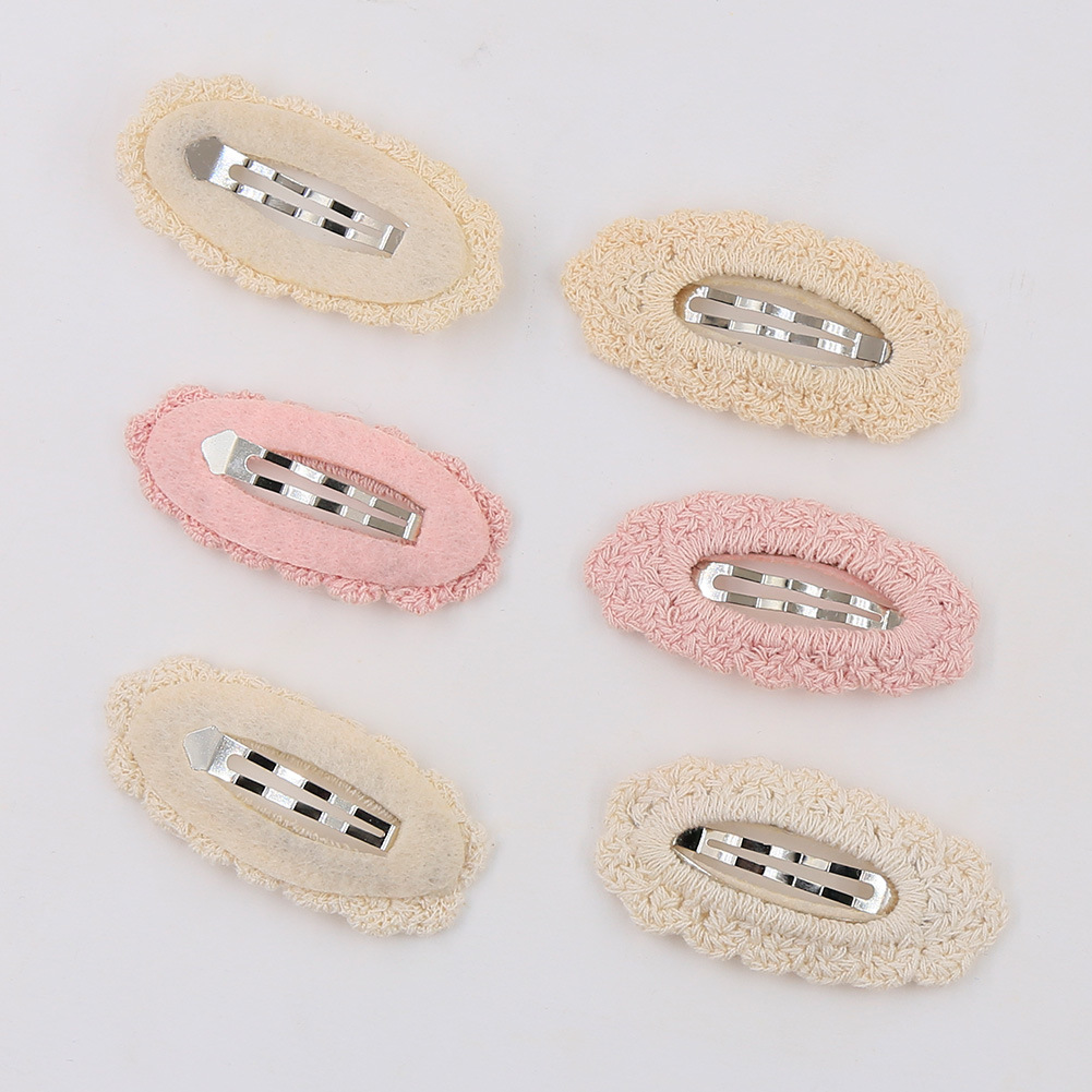 INS New Pure Cotton Knitted Lace Barrettes DIY Boutique BB Clip Side Bang Clip Back Head Cropped Hair Clip Barrettes Hairpin