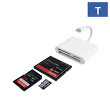 适用苹果手机CF SD TF卡三合一读卡器iPhone14 iPad OTG读卡器
