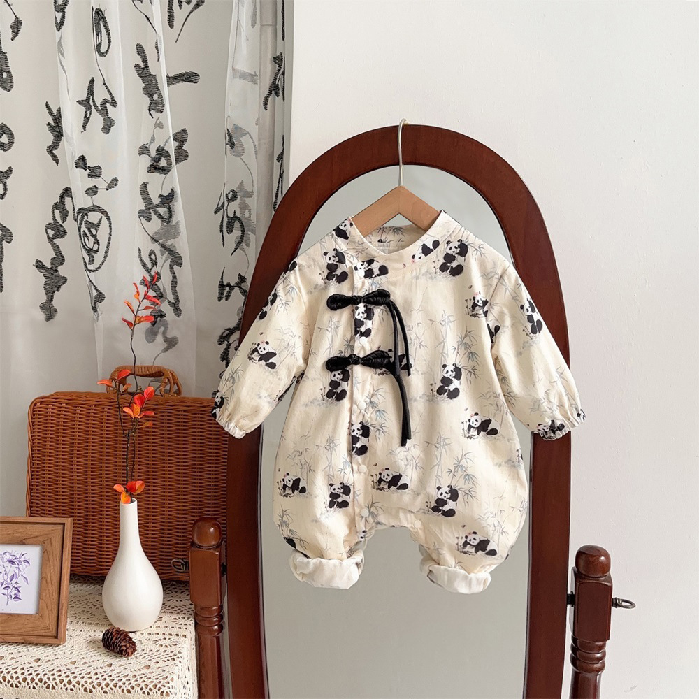 Baby Clothes Chinese Style Baby Jumpsuit New Chinese Style 100 Days Full Moon Romper Year Old Baby Clothes National Fashion