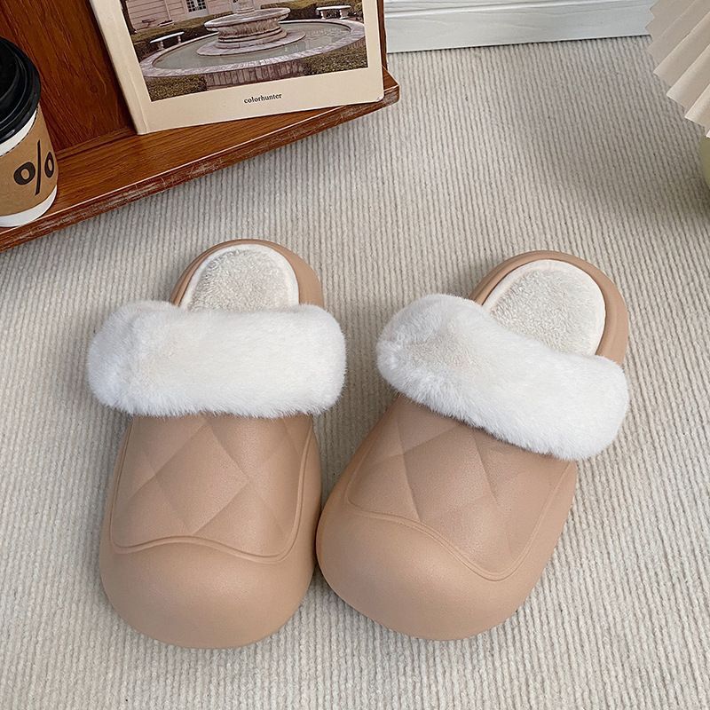 Autumn and Winter Cotton Slippers Women's Bag Heel Home Non-Slip Confinement Shoes Couple Slippers Winter Home Indoor Warm Men's Cotton Shoes