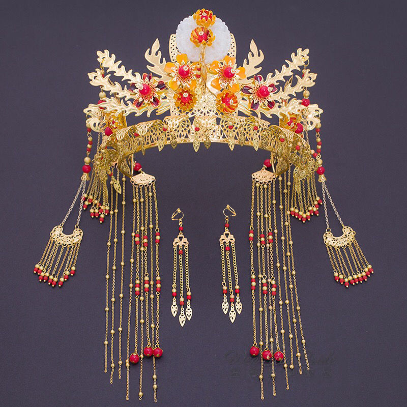 秀禾头饰新娘结婚发饰中式禾服步摇大气凤冠古装秀禾服皇冠饰品女