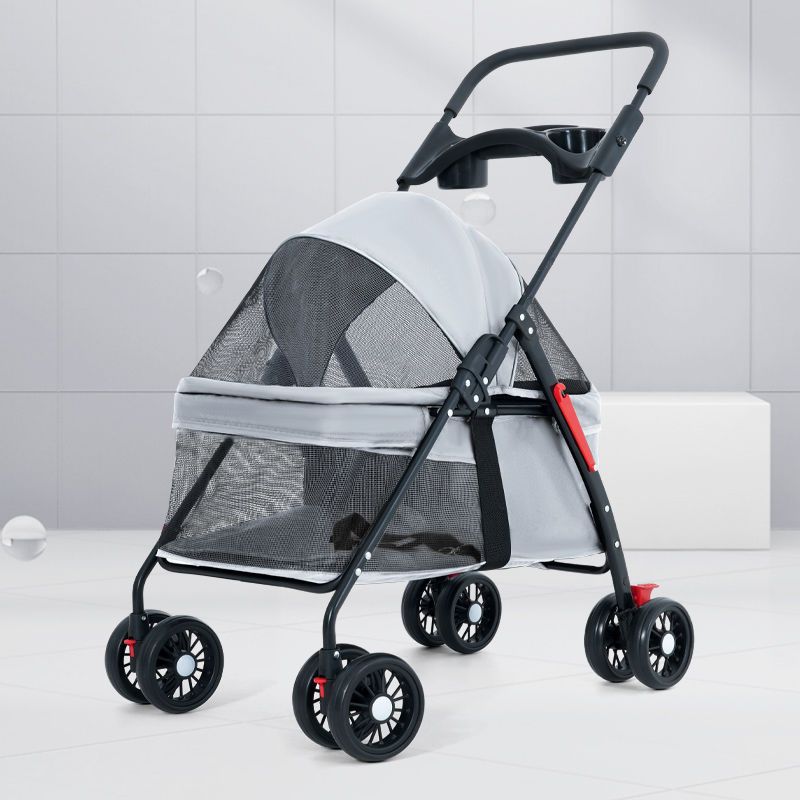 Pet Stroller Dogs and Cats Dog Cat Teddy Baby Stroller out Light-Duty Vehicle Dog Car Portable Foldable Delivery