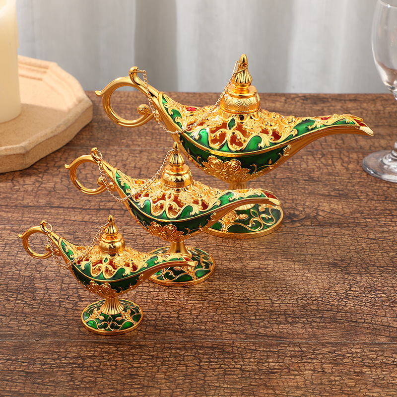 Light Luxury Golden Pattern Lamp of Aladdin Court Dinner Decoration Decoration Magic Lamp Magic Lamp Crafts Decoration