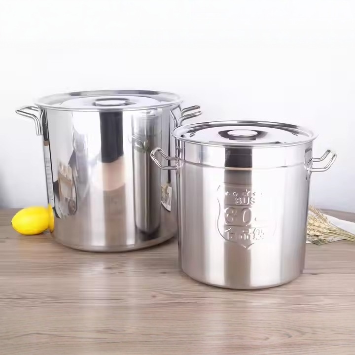 加厚304不锈钢汤桶多用桶汤锅带盖圆桶 酒店饭店食堂商用储物厨具