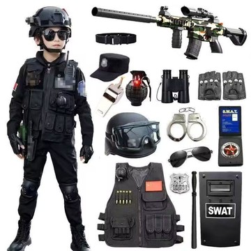 儿童特种兵玩具枪套装男女警官服装男童户外拓展训练cs万圣节服装