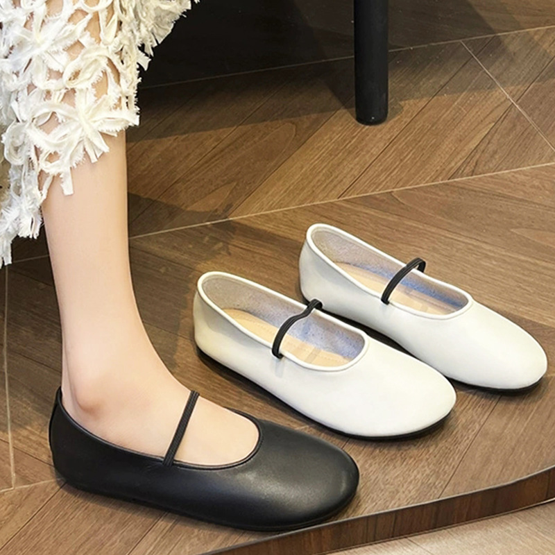 羊皮版葡萄妈一字带真皮软底玛丽珍单鞋女小跟芭蕾舞鞋小皮鞋瓢鞋