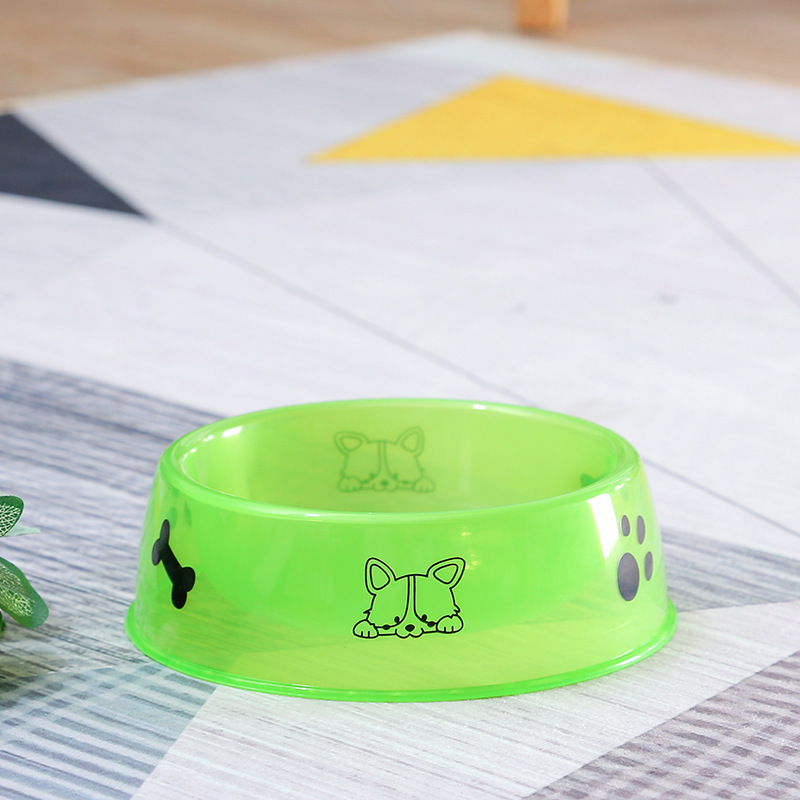 Pet Supplies Polypropylene Pp Dog Bowl Dog Cat Food Basin Candy Color Transparent Single Bowl Cheap and Affordable 17.5cm