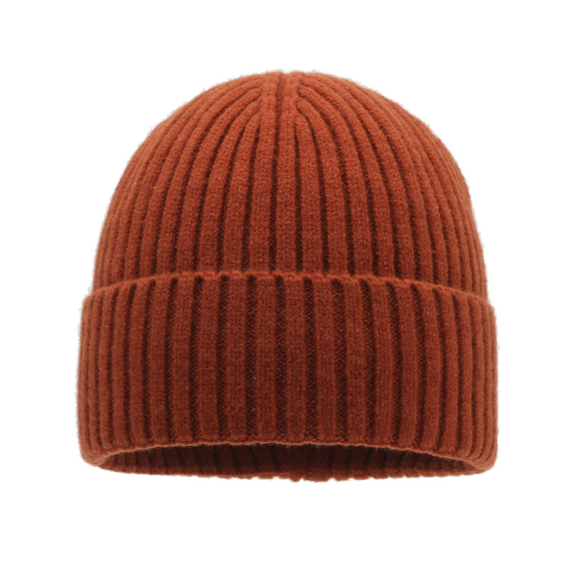 Foreign Trade Knitted Hat Wholesale Winter New Thickened Light Board Solid Color Woolen Cap Cycling Warm Men and Women Winter Hat Cross-Border